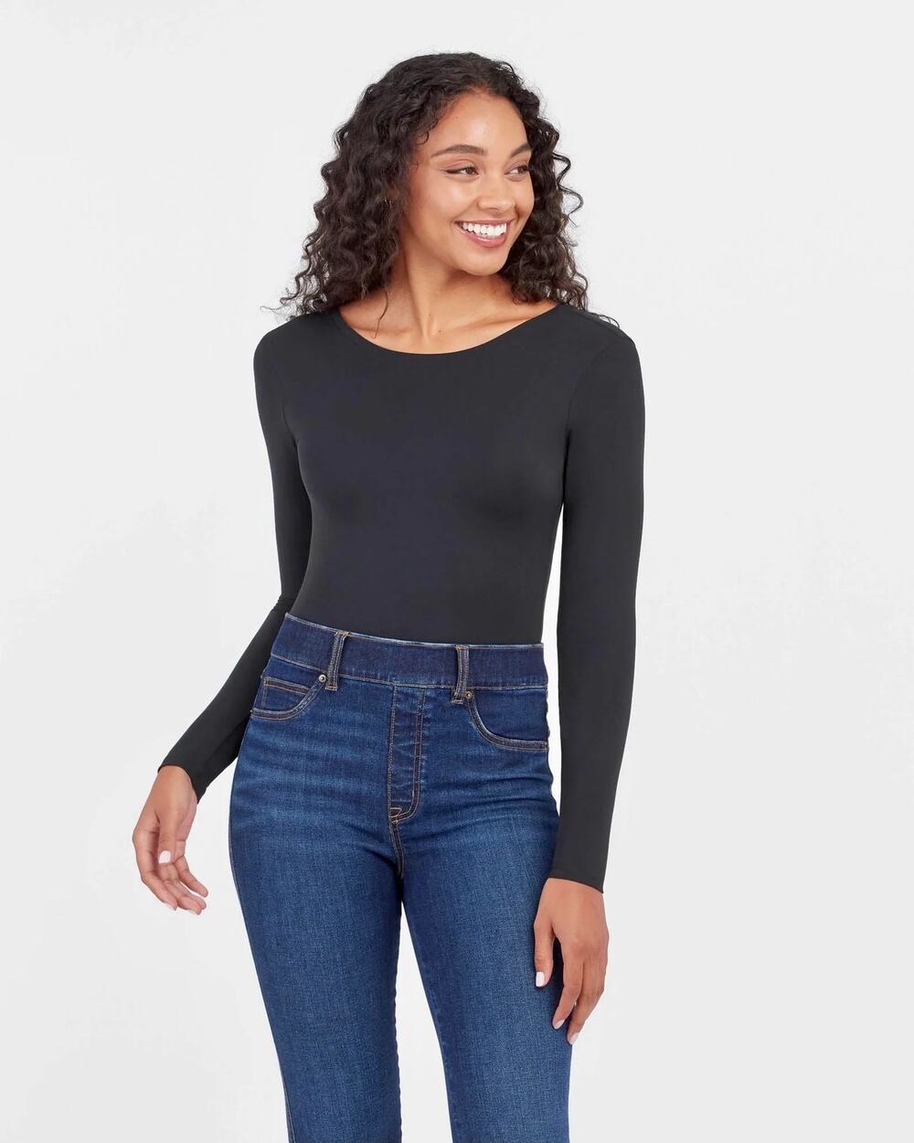 NWT Spanx Scoop Neck Black Bodysuit Women’s Size Medium